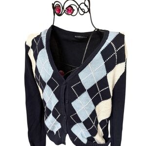 Brandy Melville argyle cropped Elizabeth cardigan